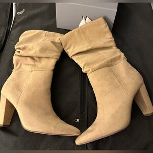 Banana Republic Factory Slouchy Boots in Butterscotch Vegan Suede-Size 7.5 M.